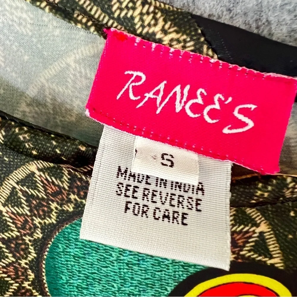 RANEE'S Silk Scarf Tunic Blouse Colorful Mandala Print Size Small - Picture 6 of 14